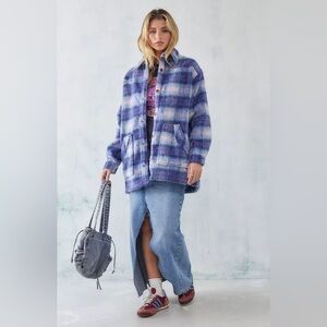 NEW Wrangler Oversized Western Jacket Coat Purple Check Urban Outfitters Size XL